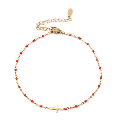 Oțel inoxidabil gleznă inimă cruce infinit email multicolor pe picior gleznă brățări femei picior bijuterii lanț 23 cm, 1 bucată