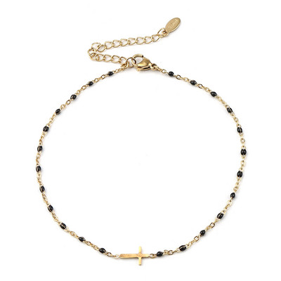 Oțel inoxidabil gleznă inimă cruce infinit email multicolor pe picior gleznă brățări femei picior bijuterii lanț 23 cm, 1 bucată