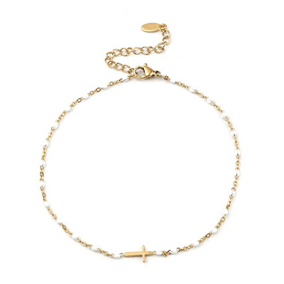 Oțel inoxidabil gleznă inimă cruce infinit email multicolor pe picior gleznă brățări femei picior bijuterii lanț 23 cm, 1 bucată