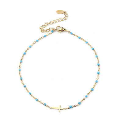 Oțel inoxidabil gleznă inimă cruce infinit email multicolor pe picior gleznă brățări femei picior bijuterii lanț 23 cm, 1 bucată