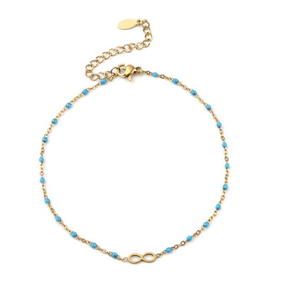 Oțel inoxidabil gleznă inimă cruce infinit email multicolor pe picior gleznă brățări femei picior bijuterii lanț 23 cm, 1 bucată