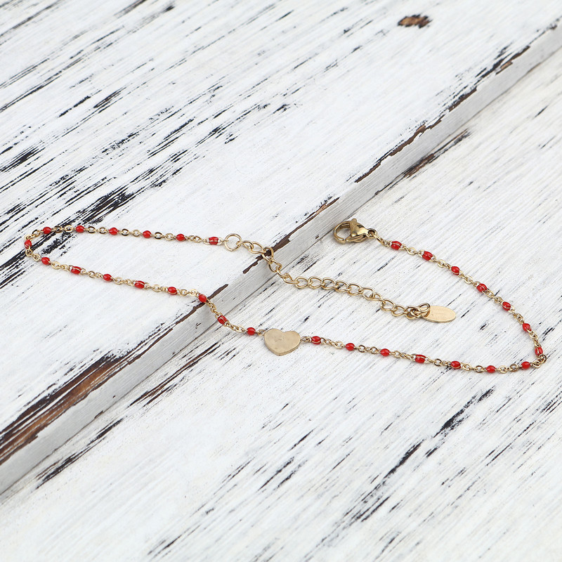 Oțel inoxidabil gleznă inimă cruce infinit email multicolor pe picior gleznă brățări femei picior bijuterii lanț 23 cm, 1 bucată