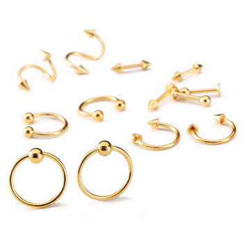 Hesiod Медицински титаниев пръстен за нос Златен цвят Цветен щипка за тяло Обръч за жени Скоба за пиърсинг на преградата Бижута Подарък