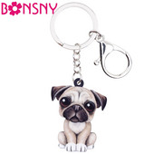 Bonsny Acrilic Desene Animat Încântător Bulldog Francez Pug Câine Breloc Breloc Bijuterii Pentru Femei Fete Doamne Brelocuri Poșete Cadou pentru copii