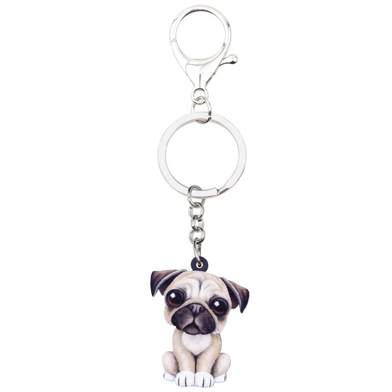 Bonsny Acrilic Desene Animat Încântător Bulldog Francez Pug Câine Breloc Breloc Bijuterii Pentru Femei Fete Doamne Brelocuri Poșete Cadou pentru copii