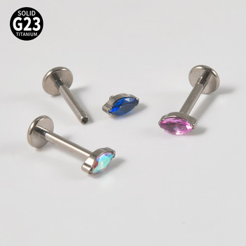 1 ΤΕΜ ASTM F136 Titanium A Marquis Zircon Labret Lip Ring Simple Opal Ear Cartilage Tragus Helix Daith Piercing Body Jewelry