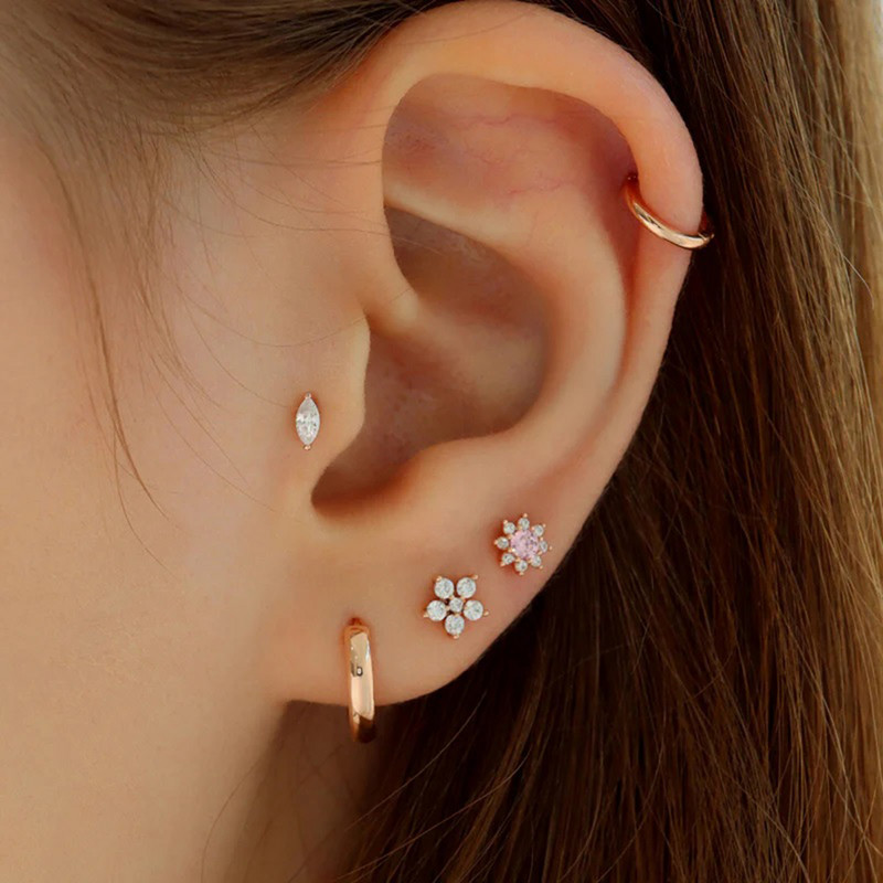 1PC ASTM F136 Titanium A Marquis Zircon Labret Buza Inel Simplu Opal Ureche Cartilaj Tragus Helix Daith Piercing Bijuterii pentru corp