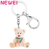 Newei Acrilic drăguț de pluș ursuleț breloc lung animal breloc bijuterii pentru femei copii adolescenți cadou clasic accesorii de petrecere