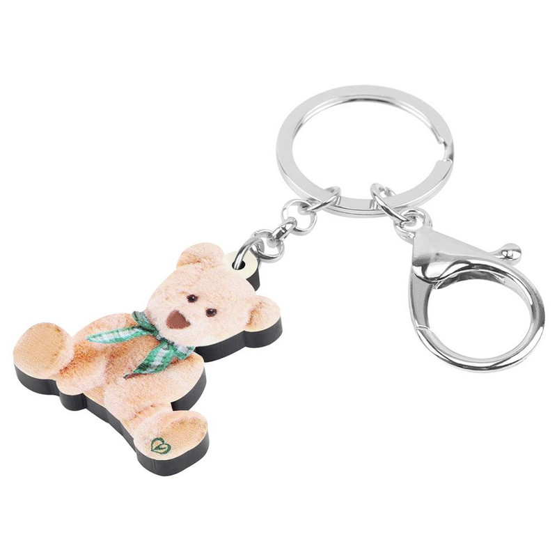 Newei Acrilic drăguț de pluș ursuleț breloc lung animal breloc bijuterii pentru femei copii adolescenți cadou clasic accesorii de petrecere