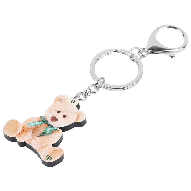 Newei Acrilic drăguț de pluș ursuleț breloc lung animal breloc bijuterii pentru femei copii adolescenți cadou clasic accesorii de petrecere