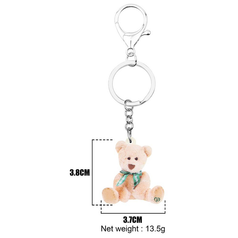 Newei Acrilic drăguț de pluș ursuleț breloc lung animal breloc bijuterii pentru femei copii adolescenți cadou clasic accesorii de petrecere