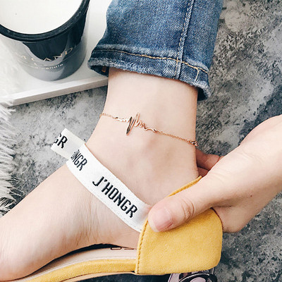 USTAR gleznă cu lanț din oțel inoxidabil cu bătăi de inimă pentru femei, bijuterii pentru picioare, brățară, gleznă, sandale de vară, fără decolorare