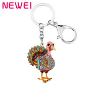 Bonsny Acrilic Ziua Recunostintei Floral Curcan Pui Breloc Inel La modă Poșetă Geantă Breloc Mașină Bijuterii pentru Femei Fete Breloc