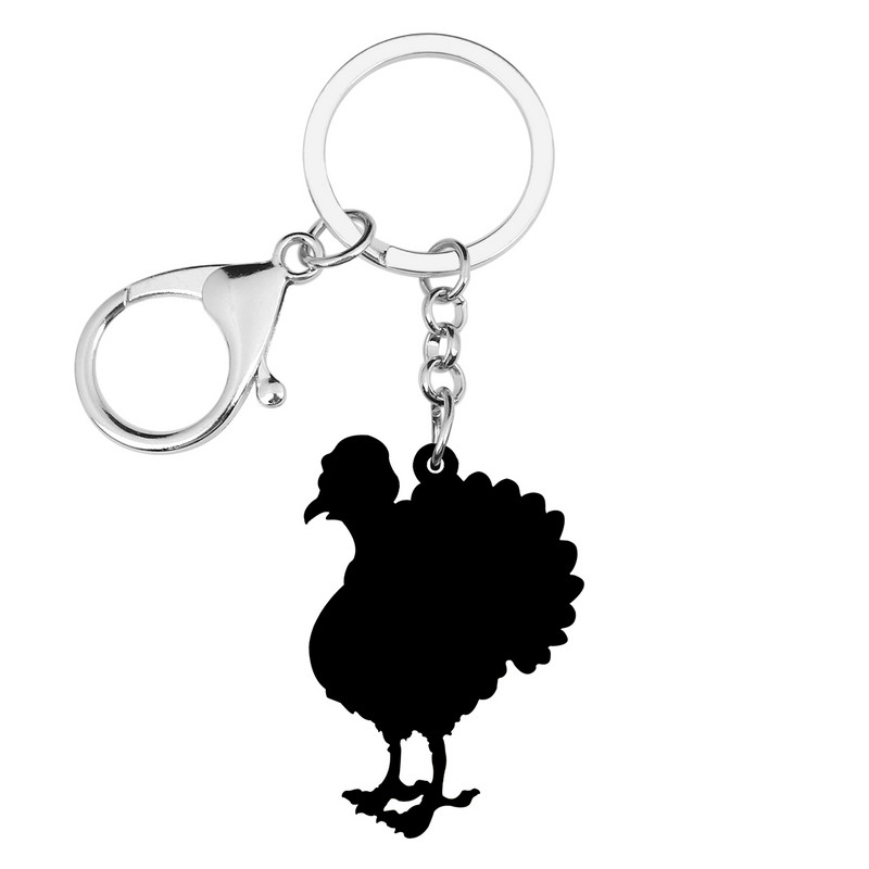 Bonsny Acrilic Ziua Recunostintei Floral Curcan Pui Breloc Inel La modă Poșetă Geantă Breloc Mașină Bijuterii pentru Femei Fete Breloc