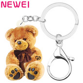 Breloc cu ursuleț de pluș de pluș maro acrilic Newei, breloc de chei cu animale mari și minunate, bijuterii pentru copii, fete, la modă, cadou de aniversare, brelocuri pentru genți