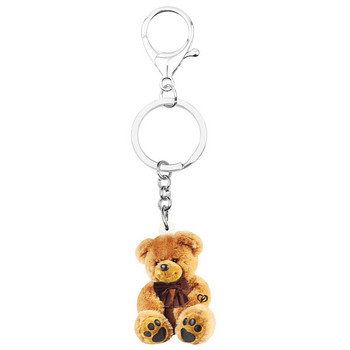Newei Ακρυλικό καφέ βελούδινο αρκουδάκι Μπρελόκ Big Lovely Animal Keyring Κοσμήματα για Παιδιά Κορίτσια Μοντέρνα τσάντα δώρου γενεθλίων Γούρια
