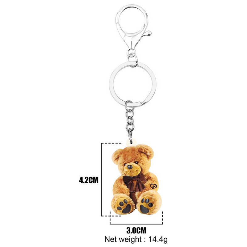Breloc cu ursuleț de pluș de pluș maro acrilic Newei, breloc de chei cu animale mari și minunate, bijuterii pentru copii, fete, la modă, cadou de aniversare, brelocuri pentru genți