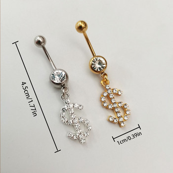 Rave Crystal Dollar Belly Button Nail Anti Allergy Goth Bijoux Femme Sexy Piercing Navel Nail Ring Body Indian Jewelry For Women