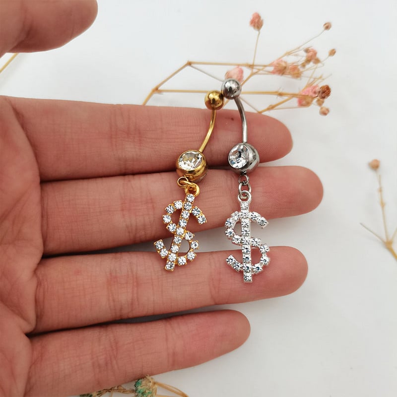 Rave Crystal Dollar Buric Nail Anti Alergy Goth Bijoux Femme Sexy Piercing Buric Inel pentru unghii Bijuterii indiene pentru corp pentru femei