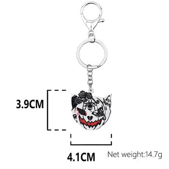 Bonsny Halloween Acrylic White Horrror Bleeding Cat Head Keychains Μοντέρνα τσάντα Δαχτυλίδι με μπρελόκ Κοσμήματα για γυναίκες Γούρια δώρων για κορίτσια