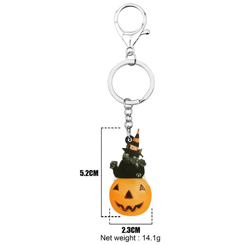 Newei acrilic pisică de Halloween dovleac felinar brelocuri imprimat breloc lung breloc bijuterii pentru femei bărbați noutate cadou de festival