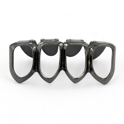 TOPGRILLZ Grill Set Златно покритие Четири напълно отворени лицеви кухи зъби Grillz Top с CZ и долни решетки за зъби за мъже и жени