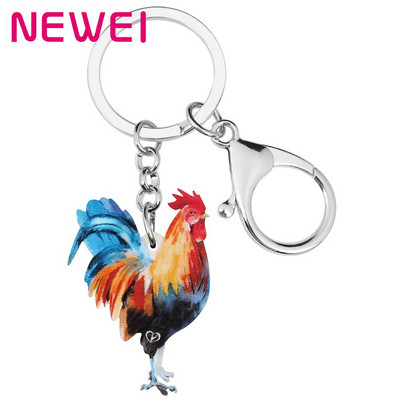 NEWEI akril kakas kakas csirke kulcstartók Farm Animal kulcstartó táska autós pénztárca pénztárca dekoráció nőknek lányoknak férfiaknak nagy ajándékok