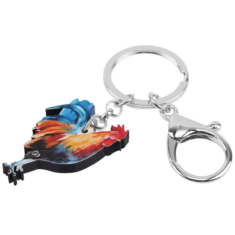 NEWEI Acrilic Cocoș Cocoș Pui Breloc Breloc Animal Fermă Geantă Poșetă pentru mașină Portofel Decor pentru femei Fete Bărbați Cadou în vrac