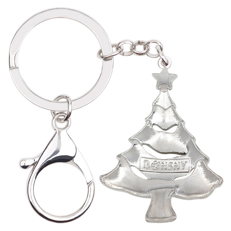 Breloc de chei pentru brad de Crăciun din aliaj emailat Bonsny Breloc de chei Breloc de petrecere cu strasuri Bijuterii la modă pentru femei, fete, copii, geantă de mașină, cadouri