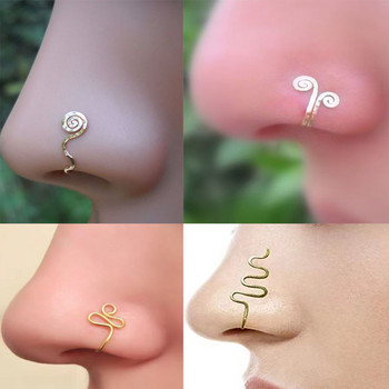 Γνήσιο χάλκινο σύρμα σπιράλ Fake piercing δαχτυλίδι μύτης 2021 Punk Gold Ασημί έγχρωμο κλιπ δαχτυλίδι μύτης Μπορεί επίσης να είναι Ear Clip Cuff Bijoux