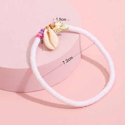 2022 Summer Beach, moale, argilă polimerică, cu mărgele, gleznă pentru femei, coajă albă, din cocos, pentru femei, bijuterii cu ridicata GT-03