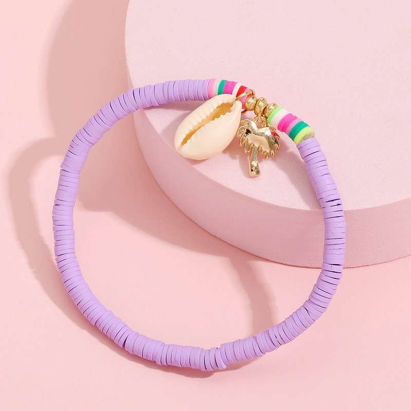 2022 Summer Beach, moale, argilă polimerică, cu mărgele, gleznă pentru femei, coajă albă, din cocos, pentru femei, bijuterii cu ridicata GT-03