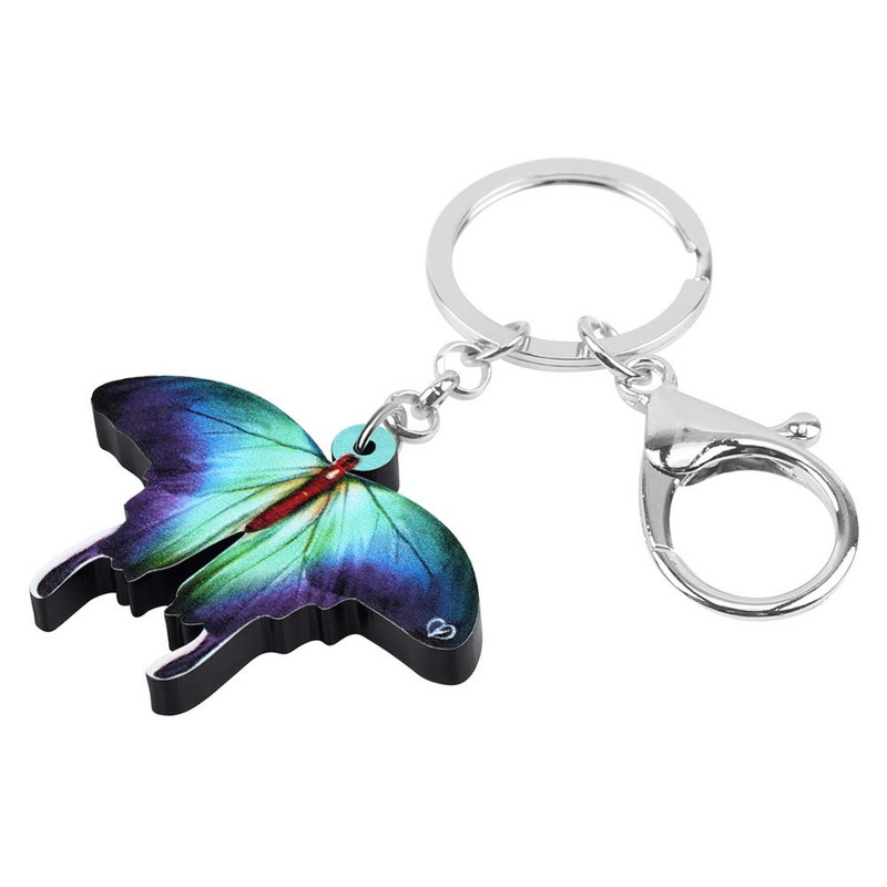 Newei Breloc acrilic Morpho Fluture Breloc Insecte Animal Breloc Bijuterii Pentru Femei Adolescent Primavara Noutate Geanta Accesoriu Auto
