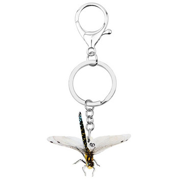 Newei Acrylic Cute Dragonfly Keychains Print Κόσμημα με μπρελόκ με ζωικό έντομο για γυναίκες Kid Friends Αστεία αξεσουάρ πορτοφολιού δώρου