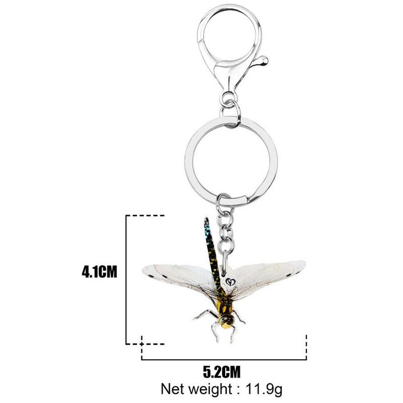 Newei Breloc cu libelule drăguț din acrilic imprimat insecte animale breloc bijuterii pentru femei, copii, prieteni, cadou amuzant, accesorii portofel
