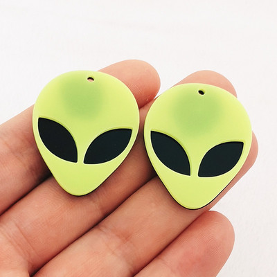 12 bucăți acrilic drăguț OZN cap de extraterestru Breloc pandantiv pentru cercei de modă colier brățară breloc bricolaj accesorii pentru realizarea de bijuterii
