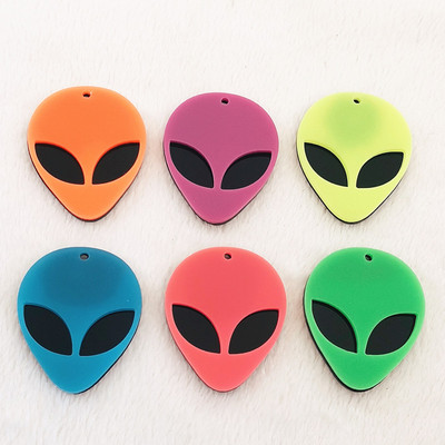 12 bucăți acrilic drăguț OZN cap de extraterestru Breloc pandantiv pentru cercei de modă colier brățară breloc bricolaj accesorii pentru realizarea de bijuterii