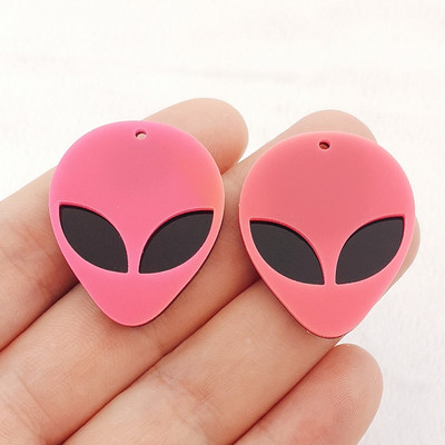 12 bucăți acrilic drăguț OZN cap de extraterestru Breloc pandantiv pentru cercei de modă colier brățară breloc bricolaj accesorii pentru realizarea de bijuterii