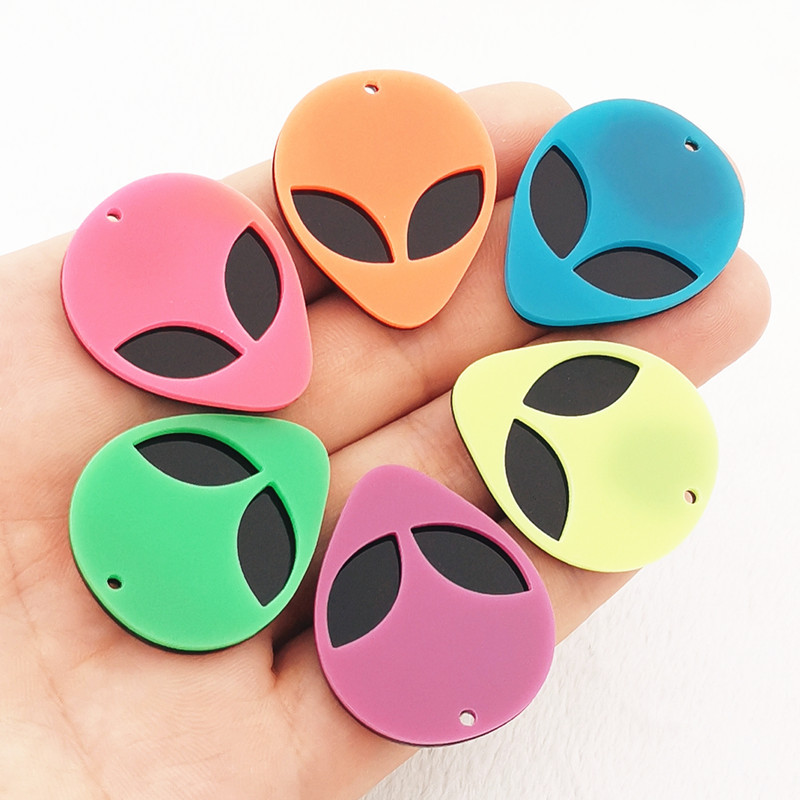 12 bucăți acrilic drăguț OZN cap de extraterestru Breloc pandantiv pentru cercei de modă colier brățară breloc bricolaj accesorii pentru realizarea de bijuterii