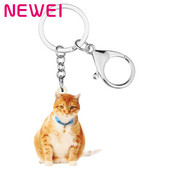 NEWEI Acrilic Portocaliu American Wire Pisicuta Pisicuta Breloc Breloc drăguț Breloc Animal Bijuterii pentru Fete Adolescenti Cadou Decorare mașină