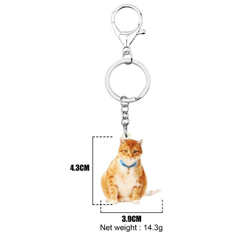 NEWEI Acrilic Portocaliu American Wire Pisicuta Pisicuta Breloc Breloc drăguț Breloc Animal Bijuterii pentru Fete Adolescenti Cadou Decorare mașină