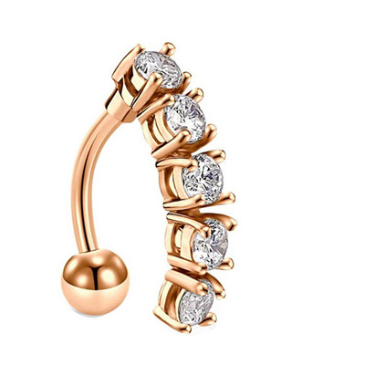 Inele pentru buric cu oțel chirurgical 14G pentru femei, fete, piercing pentru buric, cristal CZ, aur roz, bijuterii pentru corp Barbell