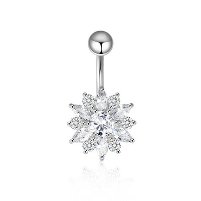 Inele pentru buric cu oțel chirurgical 14G pentru femei, fete, piercing pentru buric, cristal CZ, aur roz, bijuterii pentru corp Barbell