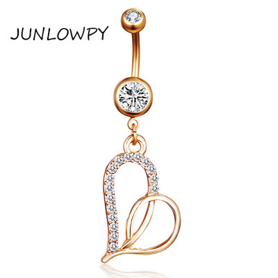 Inele pentru buric cu oțel chirurgical 14G pentru femei, fete, piercing pentru buric, cristal CZ, aur roz, bijuterii pentru corp Barbell