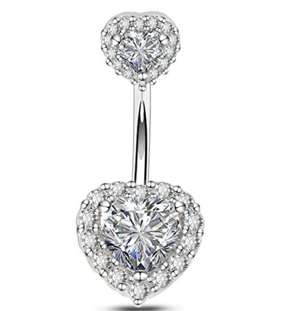 Inele pentru buric cu oțel chirurgical 14G pentru femei, fete, piercing pentru buric, cristal CZ, aur roz, bijuterii pentru corp Barbell