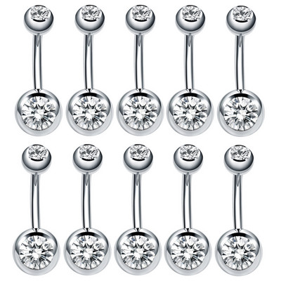 10db/tétel Piercing Köldök Sebészeti Acél Egykristály Strassz Köldök Köldök Gyűrűk Köldök Piercing Ombligo 5/8mm Ball Nombril