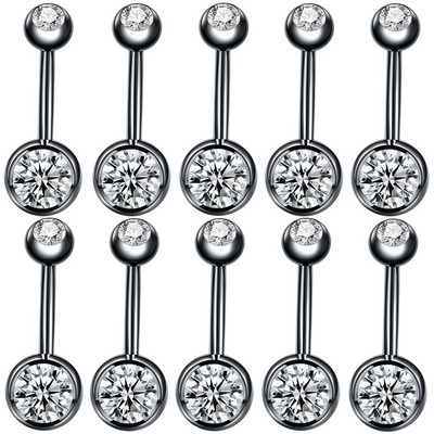 10db/tétel Piercing Köldök Sebészeti Acél Egykristály Strassz Köldök Köldök Gyűrűk Köldök Piercing Ombligo 5/8mm Ball Nombril