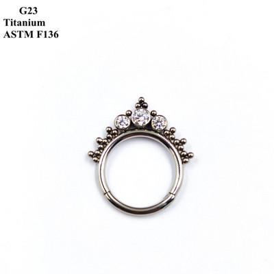 Piercing Bijuterii G23 din titan incrustat cu zircon rafinat și opal, sudate, cercei decorativi cu inele pentru nas.
