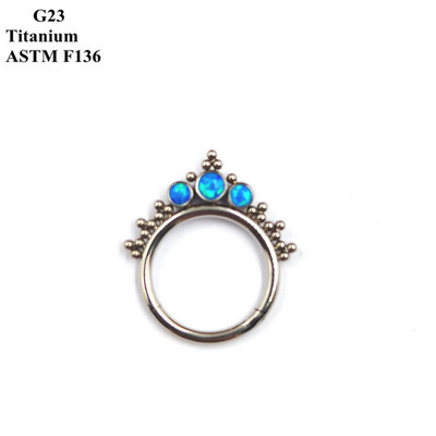Piercing Bijuterii G23 din titan incrustat cu zircon rafinat și opal, sudate, cercei decorativi cu inele pentru nas.