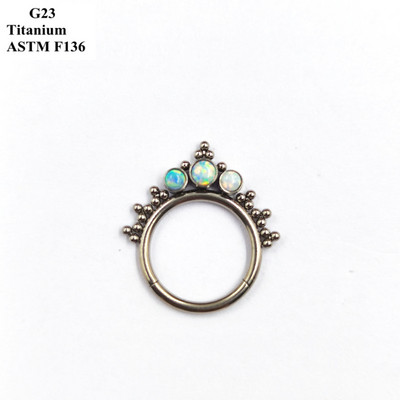Piercing Bijuterii G23 din titan incrustat cu zircon rafinat și opal, sudate, cercei decorativi cu inele pentru nas.